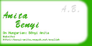 anita benyi business card