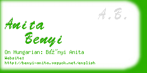 anita benyi business card